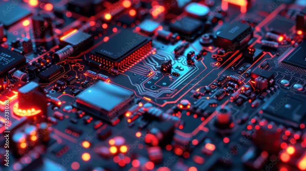 Poster close up view of computer motherboard