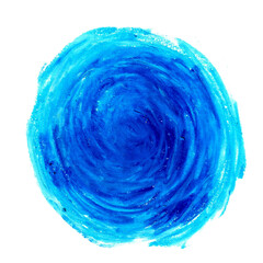 Niebieska plama w kształcie koła  -  izolowany plik graficzny w formie karteczki, nalepki. - obrazy, fototapety, plakaty