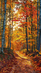 Obraz premium autumn forest in the morning