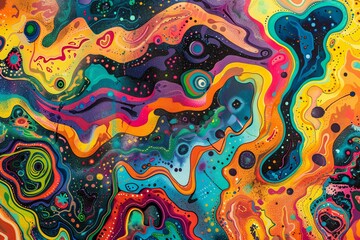 Abstract psychedelic wallpaper featuring vibrant colors and swirling patterns