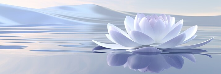 Relaxing scene with lotus flower in the water, dreamy landscapes, tranquil gardenscapes, web banner format