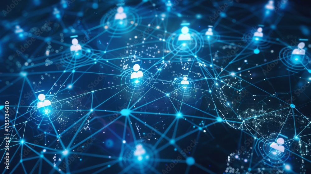 Poster Intricate Network of Connected Nodes Illustrating Digital Connectivity