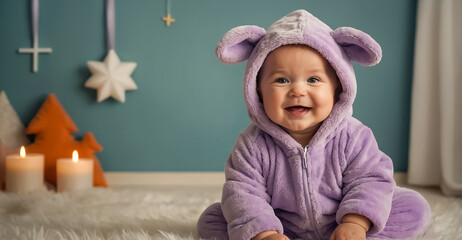 Fototapeta premium cute little baby at home