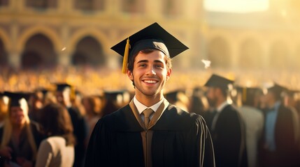 Fototapeta premium Happy young man at a graduation ceremony.