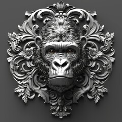 Fototapeta premium Regal Gorilla Emblem in Noble Graphite and Platinum Designs Showcases Leadership