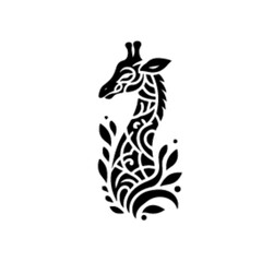 minimal giraffe tattoo vector art illustration black color, white background, giraffe tattoo vector silhouette (14)