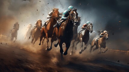 Hearts pound as the horses thunder down the final stretch, victory hanging in the balance.