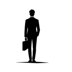 minimalist business man standing pose back view vector black color silhouette, Black color silhouette (35)