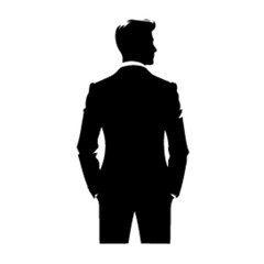 minimalist business man standing pose back view vector black color silhouette, Black color silhouette (38)