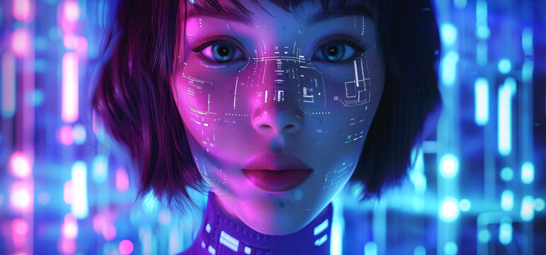digital cyber portrait of woman