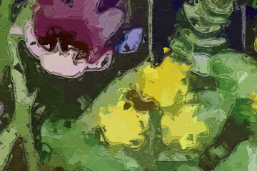 Oil paintings and various flowers, chrysanthemums, birds, rabbits, lotus leaves, lotus ponds