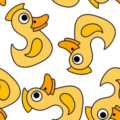 Cartoon animals birds seamless ducks pattern for wrapping paper and kids clothes and summer print