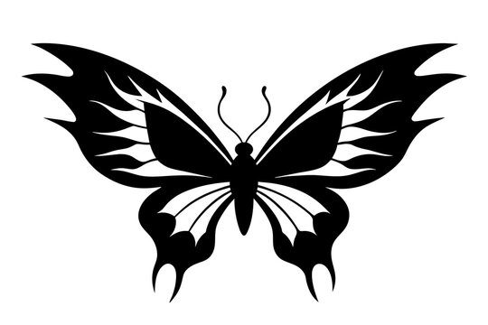 Flying butterfly with  fiery wings vector illustration 