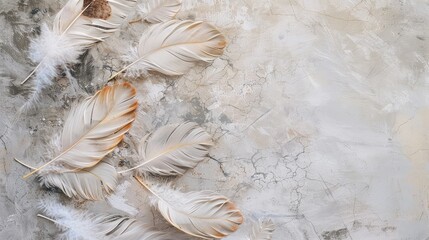 Artistic Marble Background with Intricate Feather Designs, Ideal for Wall Decoration