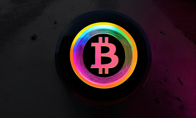 Bitcoin logo in paints on a black background
