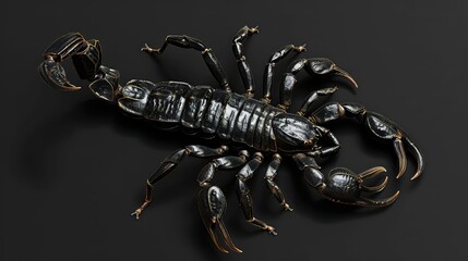 Black Scorpion Displaying Its Dangerous Sting, Symbol of Danger and Poison - obrazy, fototapety, plakaty