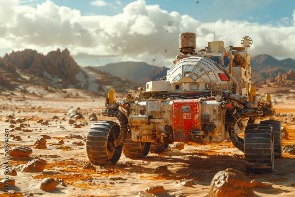 Poster mars rover. background with selective focus and copy space
