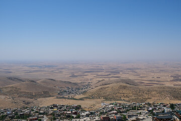 Mesopotamia view and villages from old Mardin area at Eastern of Turkey. Open space area.
