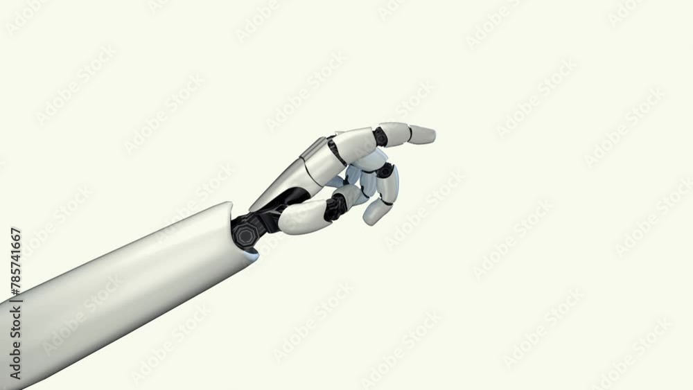 Poster mlp 3d rendering robot hand action on white and green background. concept of ai artificial intellige