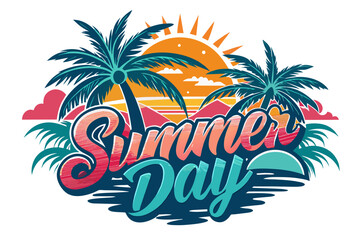 summer vibes with palm tree vector illustration