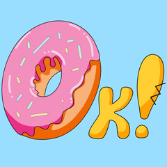 Ok in Simson's style with donut. Vector illustration