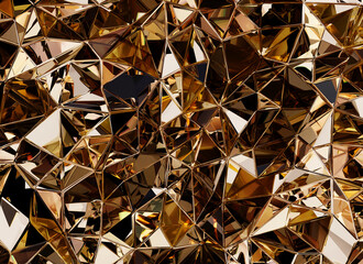 Luxury Abstract Realistic Gold Crystal Texture Reflection Close Up Background 3D rendering	

