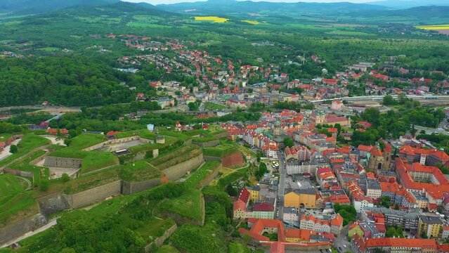 Panorama Old Town Fortress Klodzko Twierdza Aerial View Poland