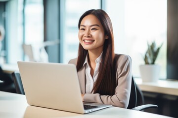 Woman working on a laptop computer 