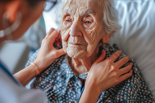 End-of-life or palliative care patient examined by a geriatric nurse