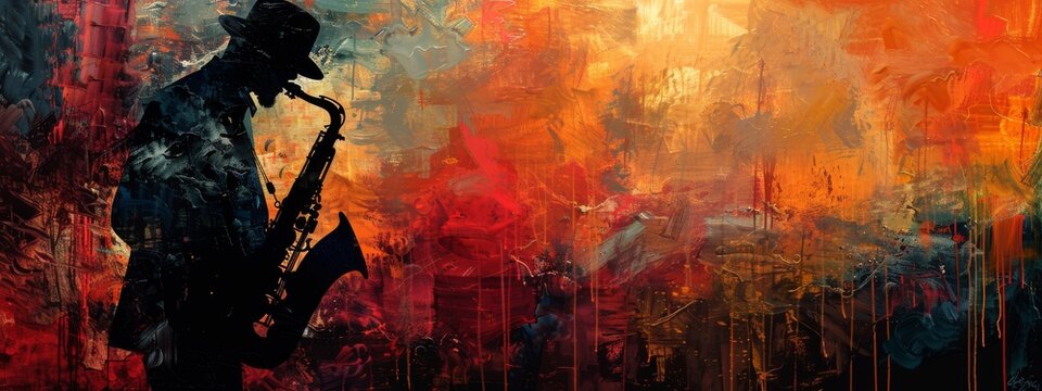 Jazz music background poster band instrument concert piano art abstract. Background jazz saxophone music flyer illustration design party festival singer orchestra player musician fest banner guitar.