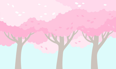 Pink flowers. Sakura flowers landscape. Cherry blossom vector illustration - 785744202