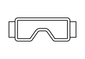 Icono negro gafas de buceo en fondo blanco.