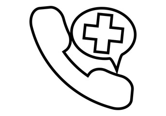 Obraz premium Icono negro de teléfono de llamada de emergencia. 