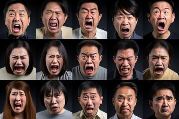 Obraz premium Asian people screaming face