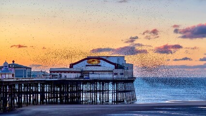 North pier In Blackpool at dusk