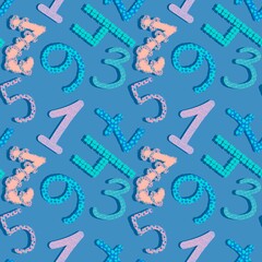 Cartoon numbers seamless kindergarten pattern for wrapping paper and fabrics and linens and kids clothes
