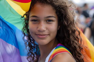 Inclusion and Diversity: Person with LGBTQ Flag