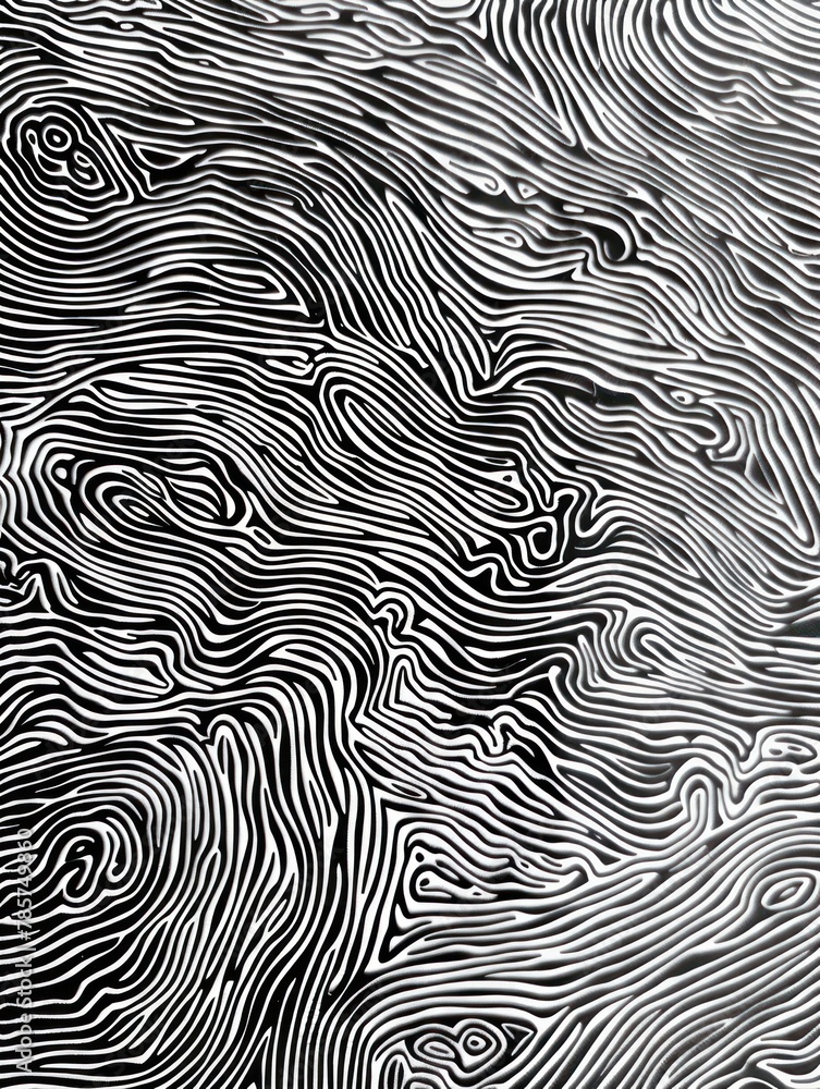 Poster this image captures a mesmerizing pattern of black and white lines that flow and twist in a hypnotic