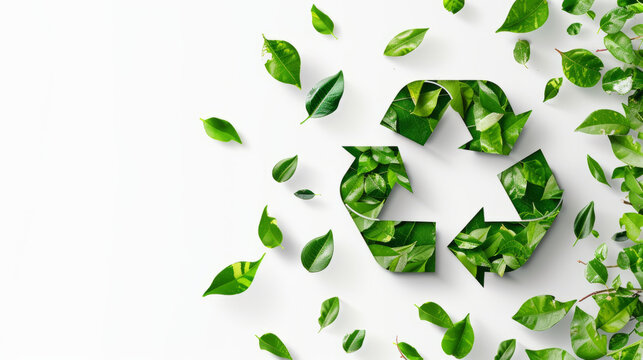 An image showcasing a green recycling symbol set against a clean, white backdrop, emphasizing the importance of recycling and environmental consciousness.