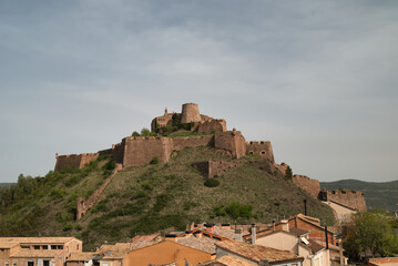 Fototapeta na wymiar Cardona Castle was built in 886 in Romanesque and Gothic style, located on a hill. Catalonia, Spain