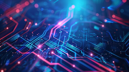 Obraz premium Futuristic Technology with Glowing Neon Lights