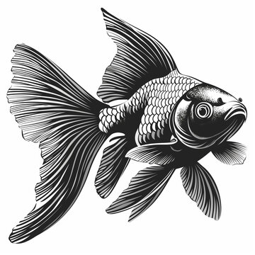 recommend clip art: goldfish silhouette black and white illustration
