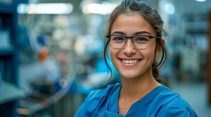 Fototapeta premium Smiling nurse providing excellent health care services in hospital