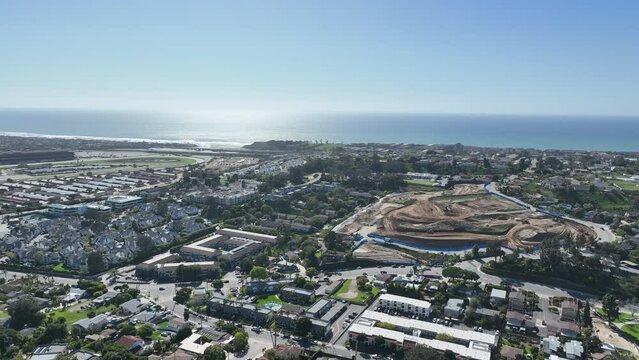 Aerial view of Solana Beach, coastal city in San Diego County, South California. USA