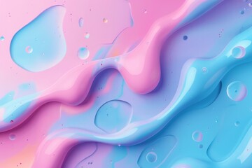 Liquid forms on pastel background with light reflections in pink and blue hues, creating a sense of softness and flow..