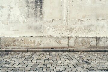 Textured wall and paved ground at an alley - obrazy, fototapety, plakaty