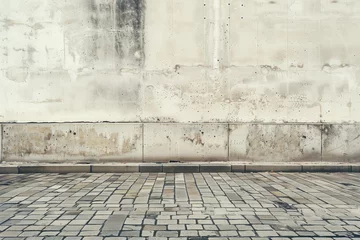 Gordijnen Textured wall and paved ground at an alley © gearstd