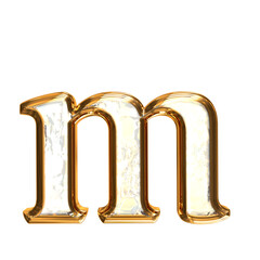 Ice symbol in a golden frame. letter m