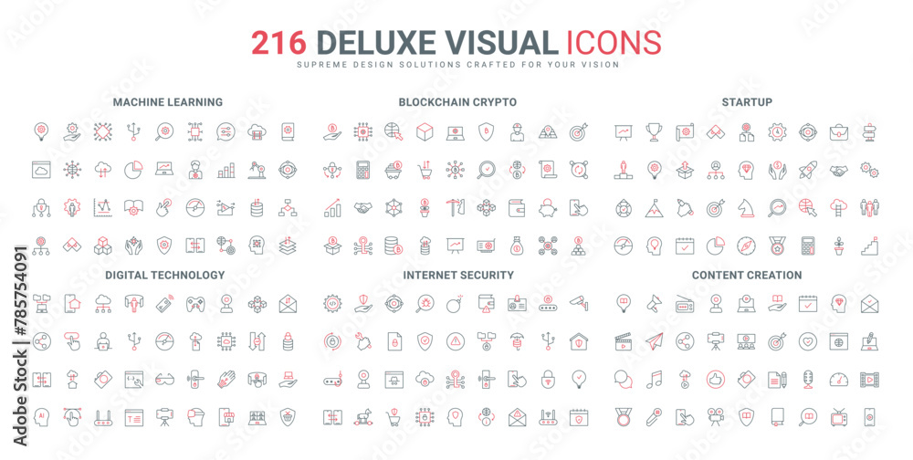 Poster internet technology for startup growth, development, machine learning line icons set. cyber shield f
