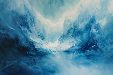 Lose yourself in an ethereal dreamscape where abstract shapes merge with icy landscapes